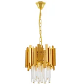 Lampy sufitowe - KLASYCZNY ŻYRANDOL KRYSZTAŁOWY ZŁOTY FERA D25 - miniaturka - grafika 1