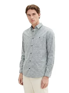 Koszule męskie - TOM TAILOR Męska koszula Poplin Regular Fit ze wzorem w kropki, 32320-green Dust Diamond Design, XL - grafika 1