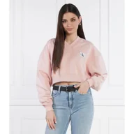 Bluzy damskie - CALVIN KLEIN JEANS Bluza WOVEN LABEL | Cropped Fit - miniaturka - grafika 1