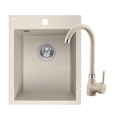 Zlewozmywaki z baterią - Zlewozmywak LAVEO Chichi SBHA410T Beżowy + bateria - miniaturka - grafika 1