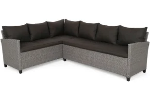 Narożne meble ogrodowe technorattanowe Lagos Muddy Grey / Black Melange - Meble ogrodowe - miniaturka - grafika 6