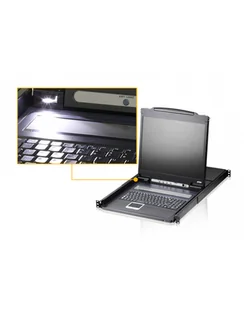 Aten KVM 8 LCD 19 + keyboard + touchpad PS/2 or 1U 19 Rack (CL1308N-AT-AG) - Przełączniki KVM - miniaturka - grafika 1