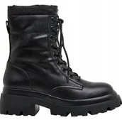 Botki damskie - Pepe Jeans Lol Pad Botki Damskie Czarne z Logo 36 Awe - miniaturka - grafika 1