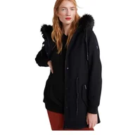 Płaszcze damskie - Płaszcz damski Superdry Wool Parka wełniany z kapturem granatowy-XL - miniaturka - grafika 1