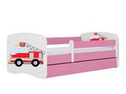 Łóżka dla dzieci i młodzieży - Łóżko dla dziecka, barierka, Babydreams, straż pożarna, różowe - miniaturka - grafika 1