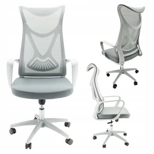 Fotel biurowy, krzesło biurowe Fotel Biurowy Szary Krzesło Biurowe Fotel Obrotowy Ergonomiczny Mocny - Fotele i krzesła biurowe - miniaturka - grafika 1