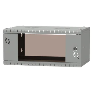 Szafa wisząca Standard 19" 4U, 350mm, drzwi szklane, szara - Narzędzia sieciowe - miniaturka - grafika 1