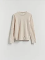 Swetry męskie - Reserved - Strukturalny sweter z bawełną - kremowy - miniaturka - grafika 1