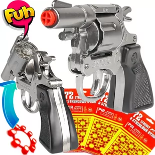 Pistolet Na Kapiszony, Spłonkę METALOWY Solidny Rewolwer GONHER Policyjny +3x Spłonka - Zabawki militarne - miniaturka - grafika 1