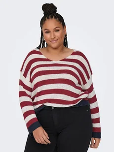 ONLY Carmakoma Sweter w kolorze czerwono-białym - Swetry damskie - miniaturka - grafika 1