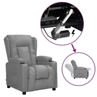 Fotele - Lumarko Fotel podnoszony, rozkładany, szary, sztuczna skóra - miniaturka - grafika 1