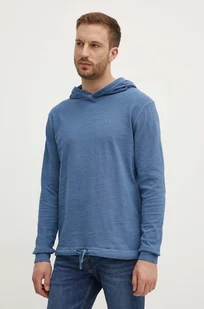 Pepe Jeans bluza bawełniana ABRAHAM męska kolor niebieski z kapturem gładka PM509438 - Bluzy męskie - miniaturka - grafika 1