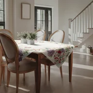 Obrusy i serwetki - Obrus dekoracyjnygobelin SPRING 140x180 Eurofirany naturalny czerwony kwiaty motyle - miniaturka - grafika 1