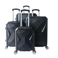 Torby podróżne - 4-częściowa walizka podróżna na kółkach z twardą skorupą zestaw walizek zestaw bagażu podręcznego torba podróżna czarna - miniaturka - grafika 1