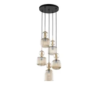 Lampy sufitowe - Lampa wisząca na przewodzie SOPHIA 5xE14/10W/230V czarny/dymny beż - miniaturka - grafika 1