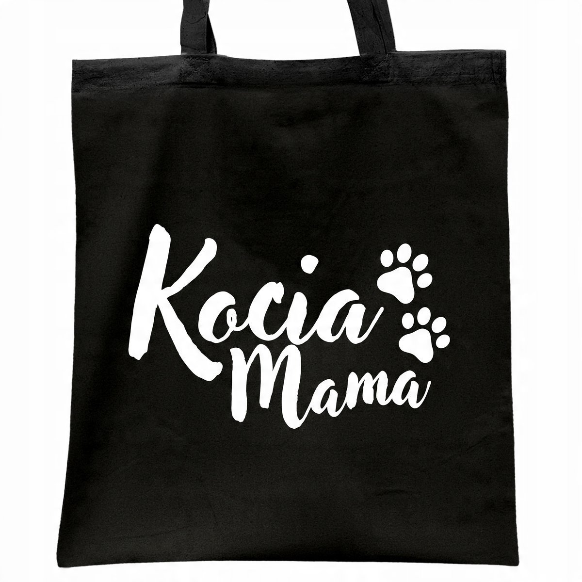 Torba bawełniana czarna na zakupy Kocia Mama Dla Kociar