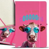 Notesy i bloczki - Notatnik Notes W Linie A5 RÓŻOWY ZABAWNE ZWIERZĘTA I'M A GOOD MOOD Wzory - miniaturka - grafika 1