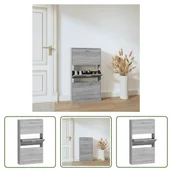 Szafki na buty - The Living Store Szafka na buty szara Sonoma 59x17x108 cm Materiał drewnopochodny - miniaturka - grafika 1