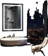 Lustra - Lustro łazienkowe LED, ściemniane czujnikiem dotykowym, funkcja przeciwmgielna, 500x700 mm - miniaturka - grafika 1