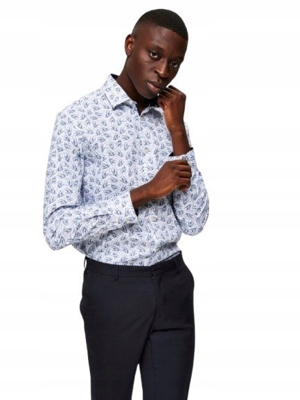 SELECTED HOMME KOSZULA MĘSKA WZORZYSTA BIAŁA XS N_A