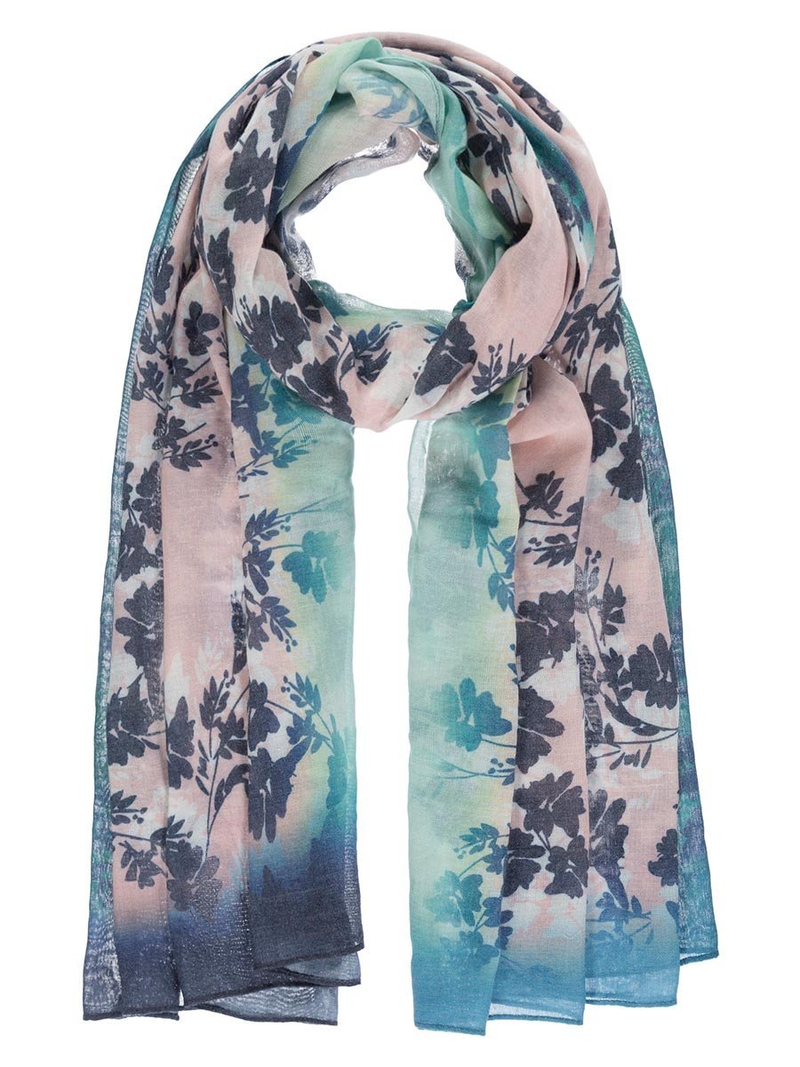 Szalik z kwiatowym nadrukiem jasnoróżowy Passigatti