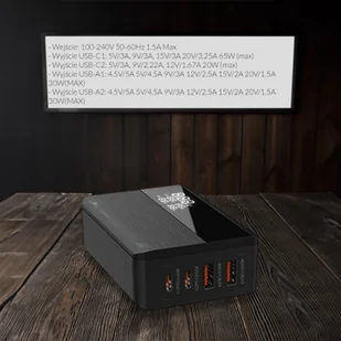 Ładowarka GaN 65W PD QC3.0 4-portowa wyświetlacz - Ładowarki do telefonów - miniaturka - grafika 5