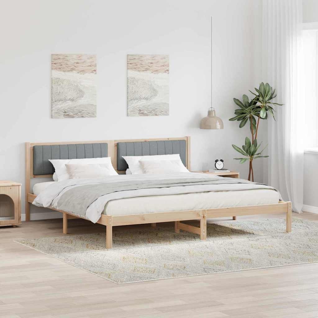 vidaXL vidaXL Ramka łóżka Jasnoszary 200 x 200 cm Lite drewno sosnowe