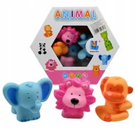 Figurki dla dzieci - ZWIERZĘTA GUMOWE MIĘKKIE FIGURKI DO SKŁADANIA LEW SŁOŃ MAŁPA 6EL - miniaturka - grafika 1