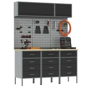 Szafy i regały magazynowe - vidaXL Zestaw 6 Czarny Stal Duży Regulowany Szafka na narzędzia - miniaturka - grafika 1