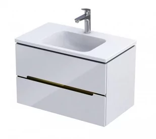 Oristo Szafka wisząca podumywalkowa SILVER UNI 80 cm, BIAŁY POŁYSK, LISTWA ZŁOTY OR33-SD2S-80-1-V5 - Szafki łazienkowe - miniaturka - grafika 1