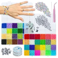 Prace ręczne dla dzieci - ZESTAW DO ROBIENIA BRANSOLETEK BIŻUTERII KORALIKI 35000 KORALIKÓW PREZENT - miniaturka - grafika 1