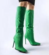 Botki damskie - Zielone kozaki na wysokiej szpilce Conjunto -36 - miniaturka - grafika 1