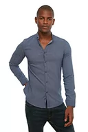 Koszulki męskie - Trendyol Męska koszulka z długim rękawem Navy Blue Mens Slim Fit Judge Collar Long Sleeve Shirt, S - miniaturka - grafika 1
