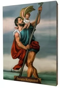 Święty Krzysztof, obraz na desce lipowej - Ikony i obrazy sakralne - miniaturka - grafika 1