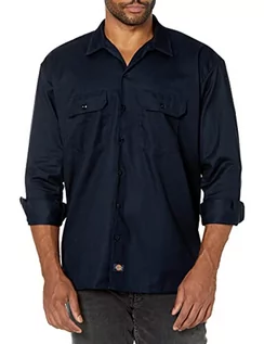 Koszule męskie - Dickies Męska odzież uliczna męska koszula z długim rękawem odzież robocza, Niebieski (ciemnogranatowy), XL - grafika 1