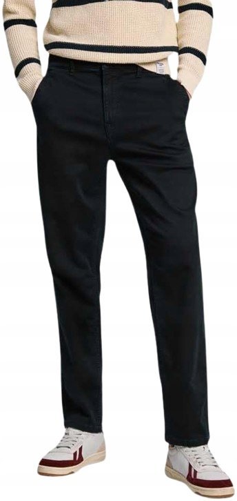 PEPE JEANS GRANATOWE SPODNIE CASUAL PROSTE BAWEŁNA 34/30 J9A