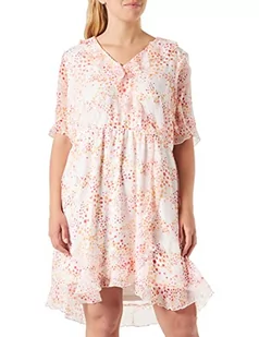 VERO MODA CURVE VMDORA Kaya 2/4 krótka sukienka WVN GA CUR, Snow White/Aop: dora, 48 - Sukienki - miniaturka - grafika 1