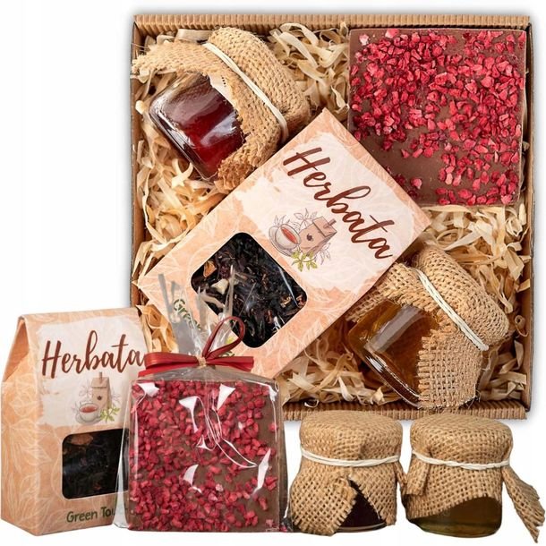 Kosz Prezentowy Upominek Box Herbata Miód Czekolada Dla Nauczyciela Box