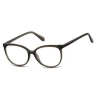 Okulary korekcyjne, oprawki, szkła - Okulary zerówki Kocie oczy oprawki korekcyjne medium AM67D szare - miniaturka - grafika 1