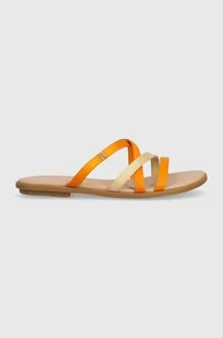 Tommy Hilfiger klapki TH STRAP FLAT SATIN SANDAL damskie kolor pomarańczowy FW0FW08041 - Klapki i japonki damskie - miniaturka - grafika 1