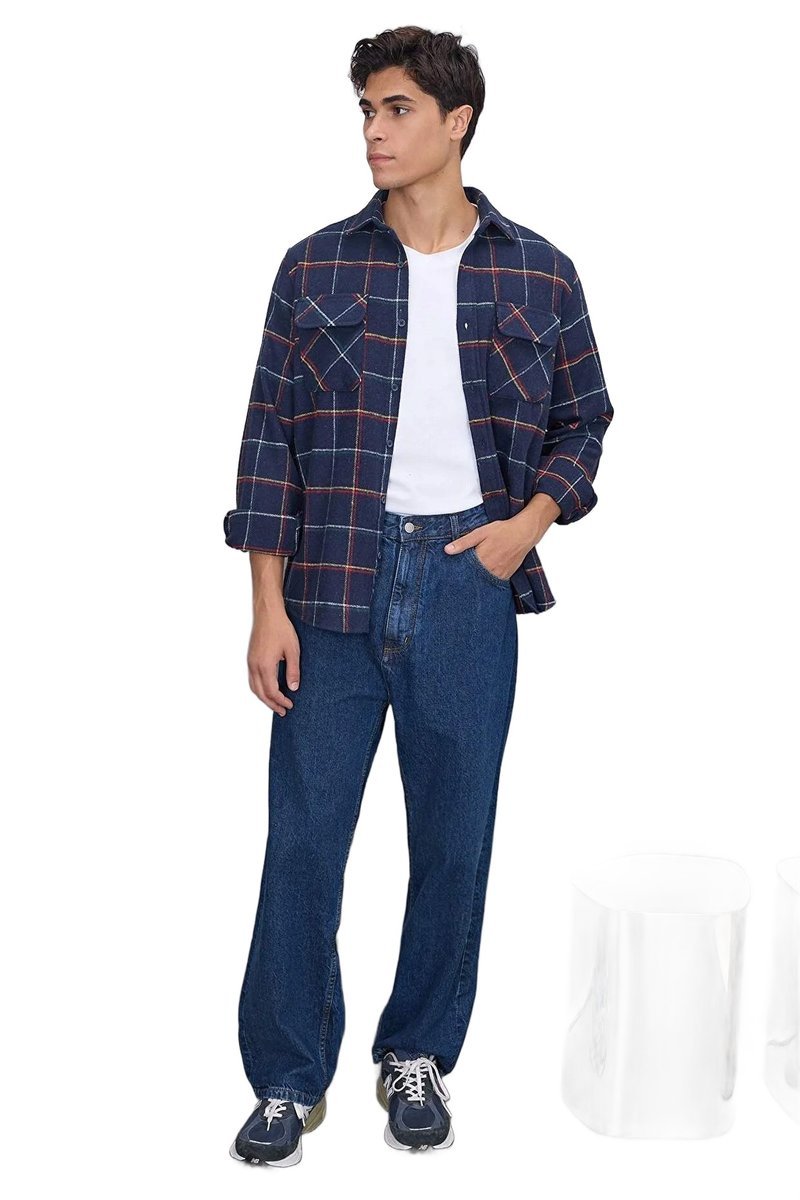 TRENDYOL MAN MĘSKA KOSZULA CASUAL W KRATĘ Z DŁUGIM RĘKAWEM M 5DA