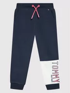 Spodnie i spodenki dla dziewczynek - Tommy Hilfiger Spodnie dresowe KG0KG06600 D Granatowy Regular Fit - miniaturka - grafika 1