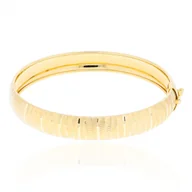 Bransoletki - Złota bransoletka bangl grawerowana owalna sztywna pr. 585 - miniaturka - grafika 1