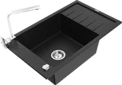 Zlewozmywaki z baterią - Mexen Elias zlewozmywak granitowy 1-komorowy z ociekaczem i baterią kuchenną Rita, czarny - 6511-77-670300-00 - miniaturka - grafika 1