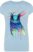 Koszulki i topy damskie - Kolorowa Sowa Piękny T-shirt Damski Modny Rozm.S - miniaturka - grafika 1
