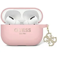 Akcesoria do słuchawek - Guess GUAP2LECG4P AirPods Pro 2 cover różowy/pink Liquid Silicone Glitter Triangle Charm - miniaturka - grafika 1