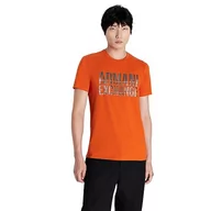 Koszulki męskie - Armani Exchange Męski t-shirt Slim Fit Large Chest Logo Tee, pomarańczowy, S - miniaturka - grafika 1