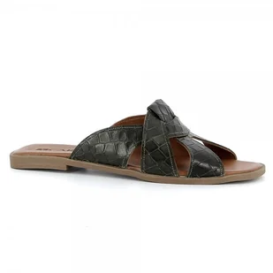 Zielone klapki skórzane na lato CARINII - Carinii - Klapki i japonki damskie - miniaturka - grafika 1