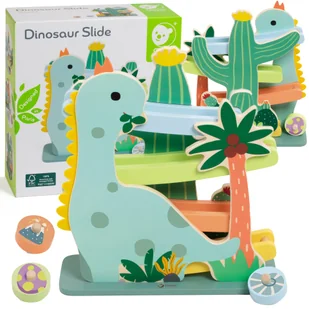 CLASSIC WORLD Kolorowa Zjeżdżalnia Tor Dinozaur 5 el. - Klocki - miniaturka - grafika 1