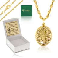 Biżuteria dla dzieci - PIĘKNY ZŁOTY ŁAŃCUSZEK MEDALIK NA PREZENT + GRAWER - miniaturka - grafika 1